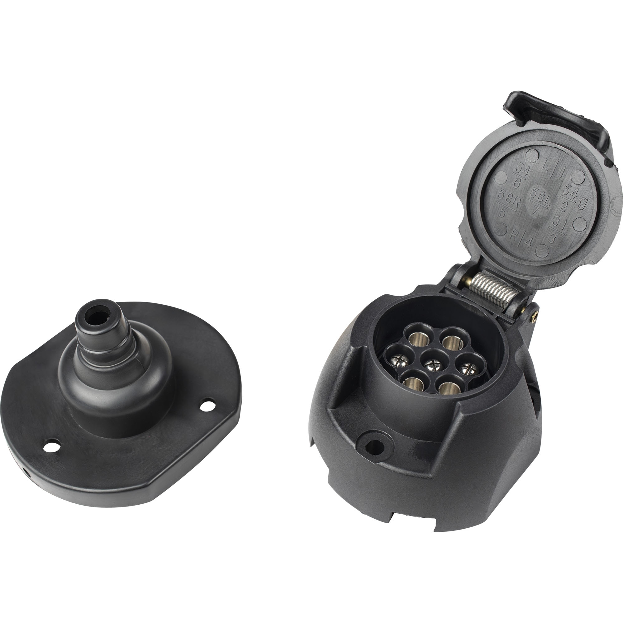 Prise femelle 7 plots, 12V, PVC