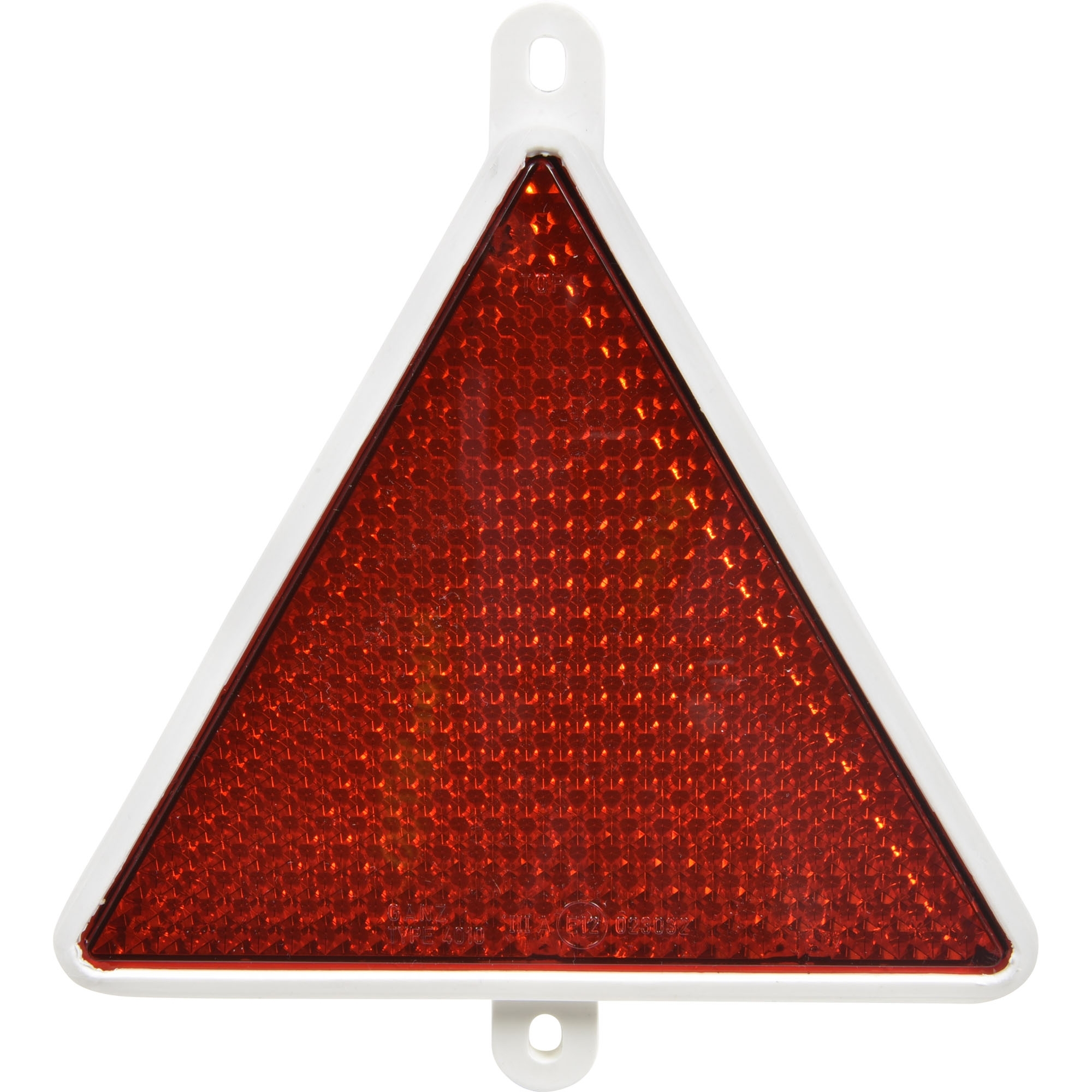Triangle rouge réfléchissant, cadre en plastique blanc
