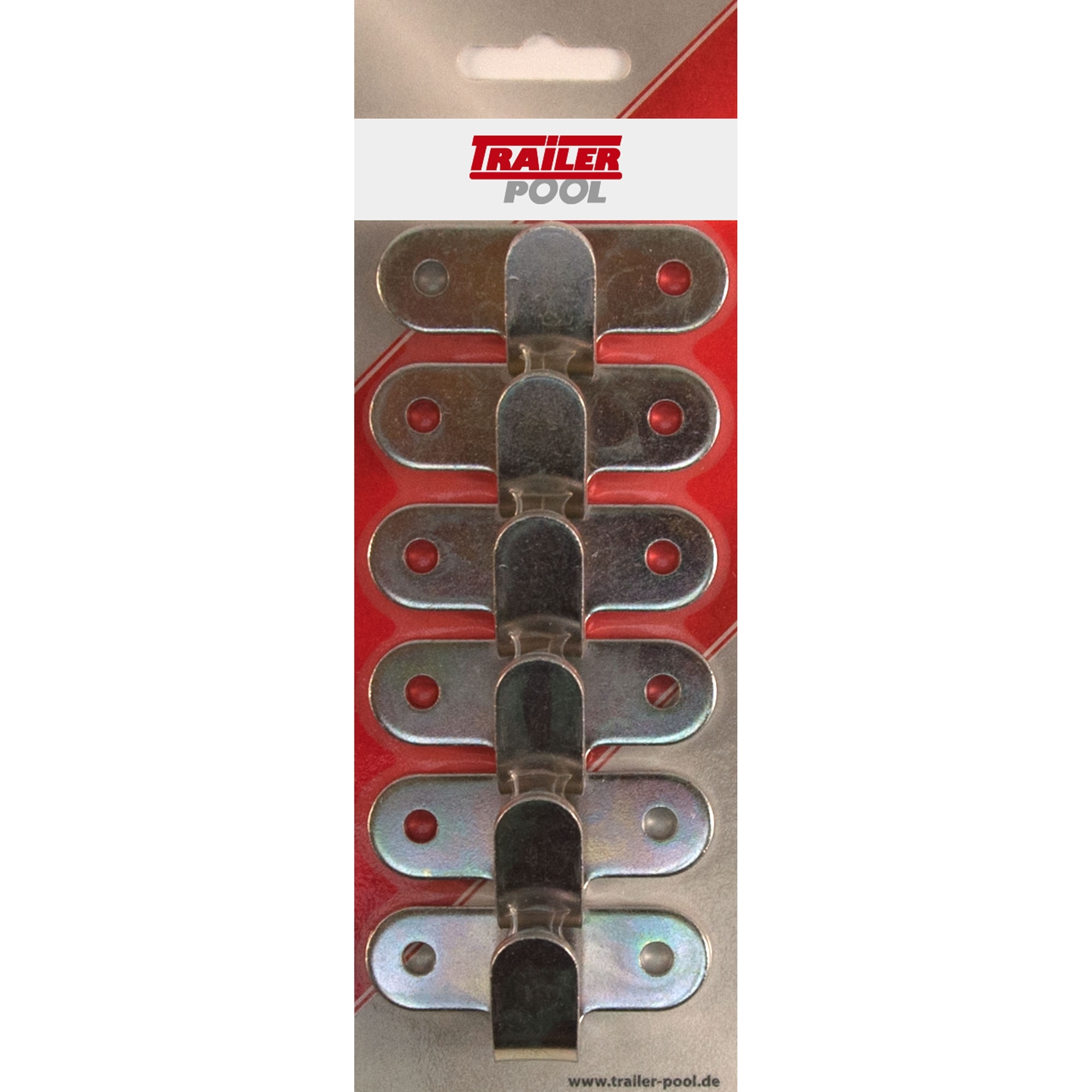 6 x crochets à 2 trous, acier zingué, Lg 65 mm