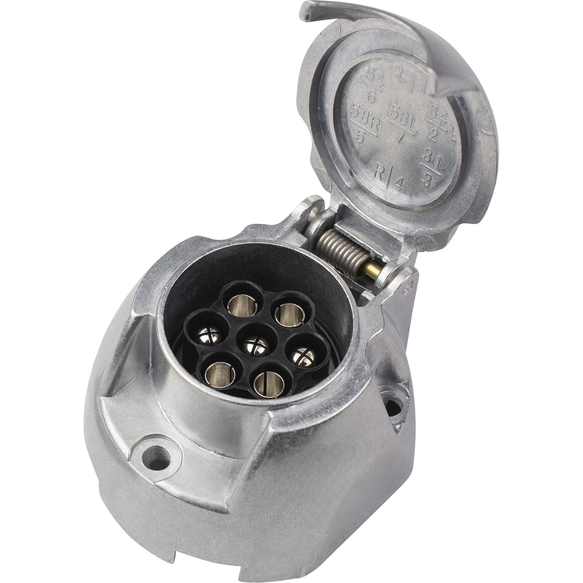 Prise femelle 7 plots, 12V, métal