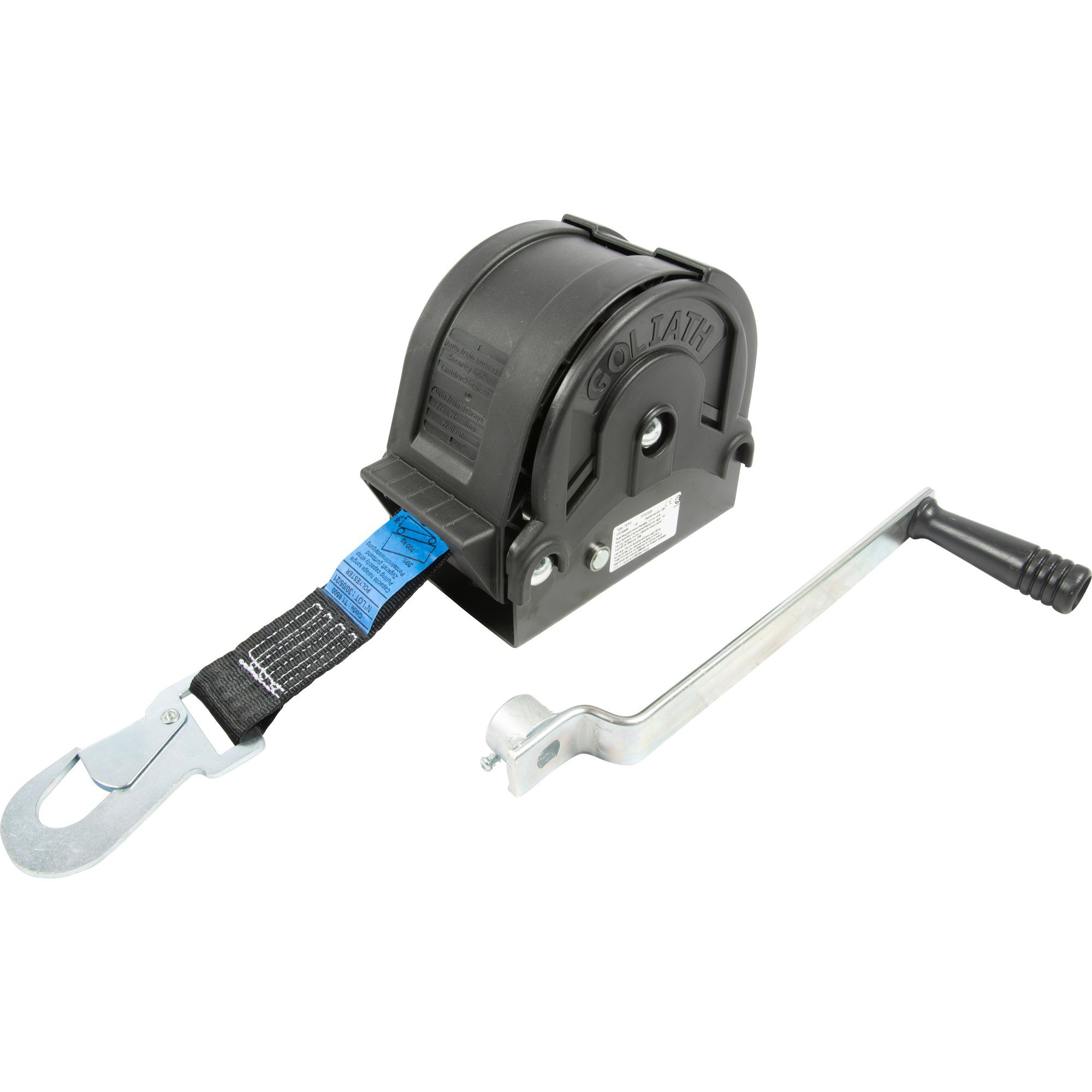Treuil à main, TS700, 700 kg, bande 6 m, noir