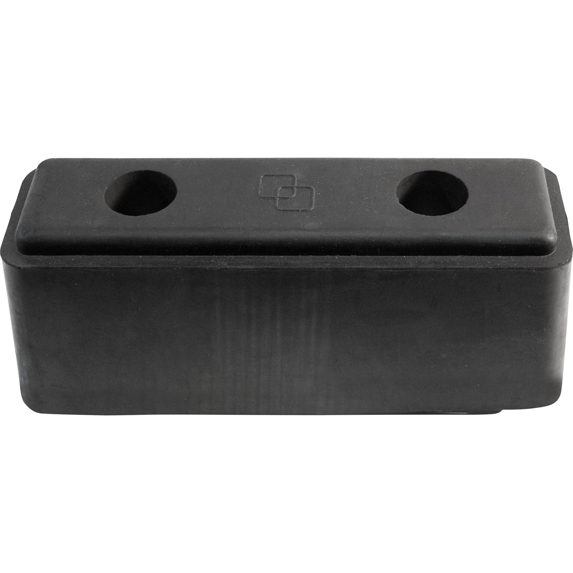 Butée caoutchouc , 2 trous, dimensions 245 x 80 x 90 mm