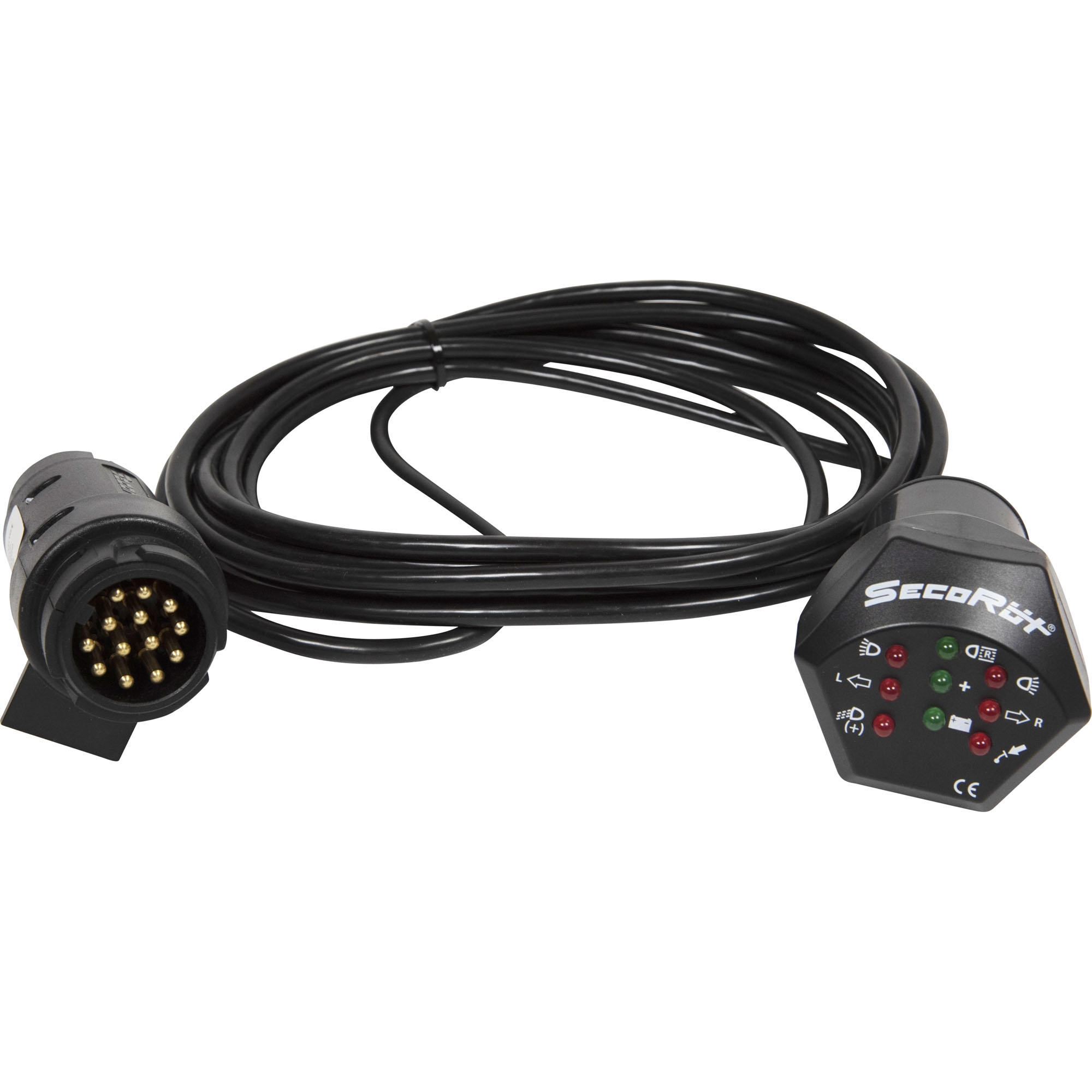 Boîte de test pour prise de remorque 7 et 13 pôles.