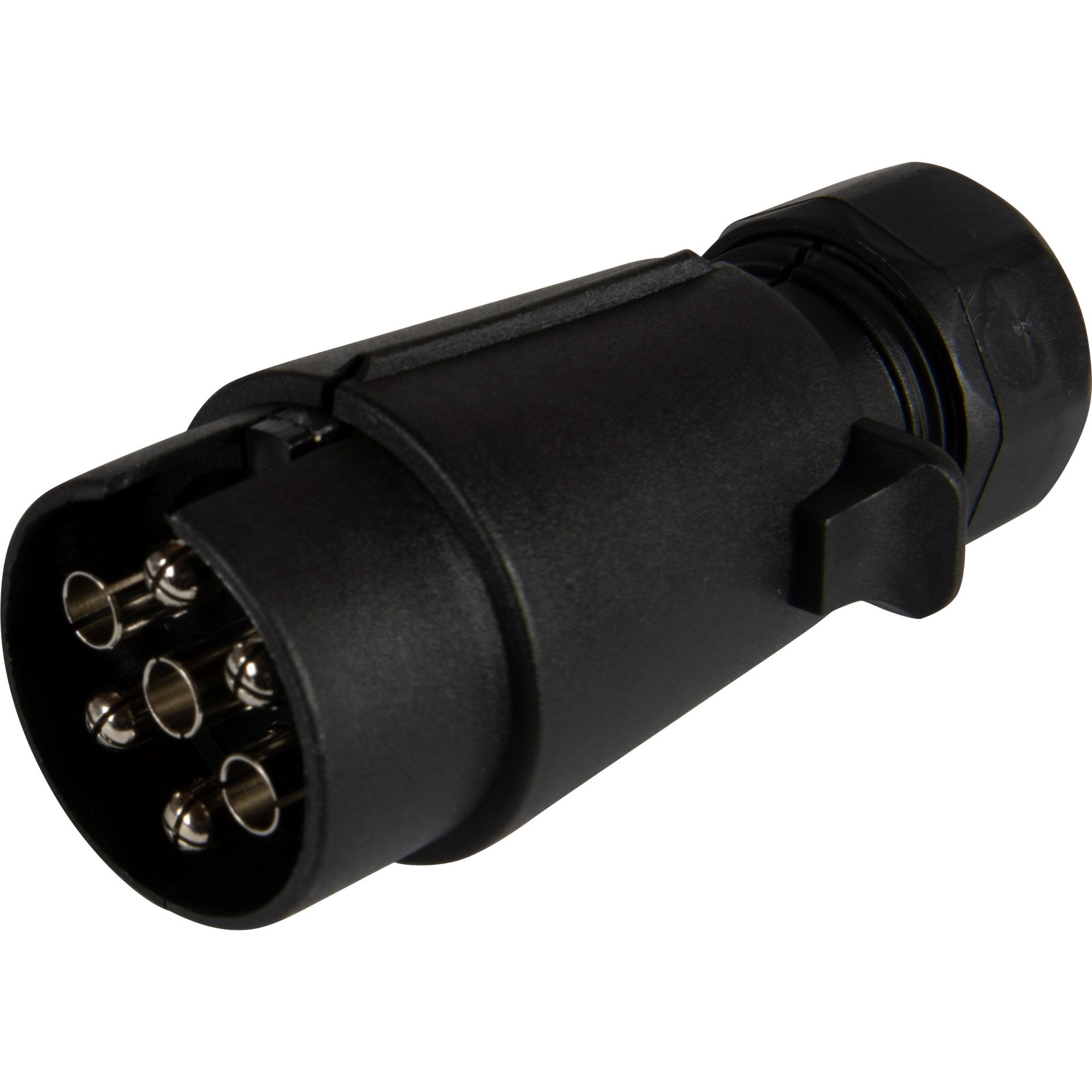 Prise mâle 7 plots, 12V, PVC, connexion vissée