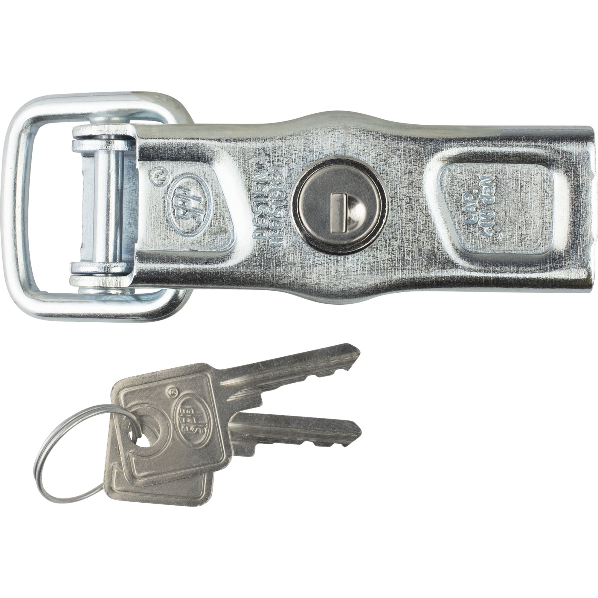 Fermeture excentrique courte, avec serrure, en acier zingué