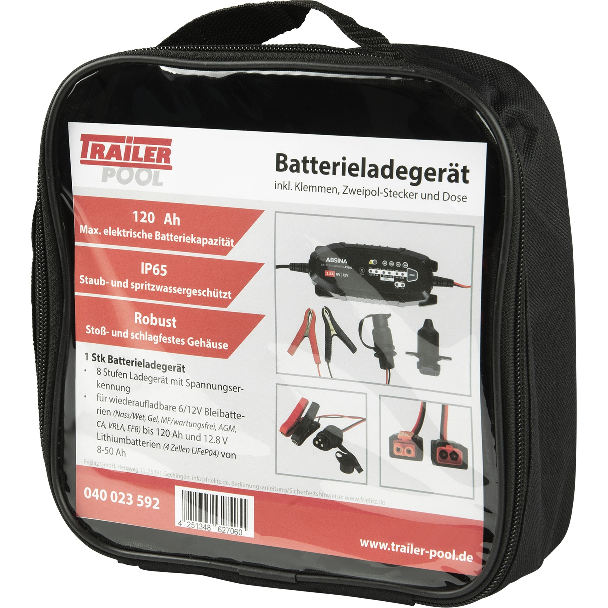 Chargeur de batterie A3800, 6/12 V, 3.8 A, avec connecteur de charge
