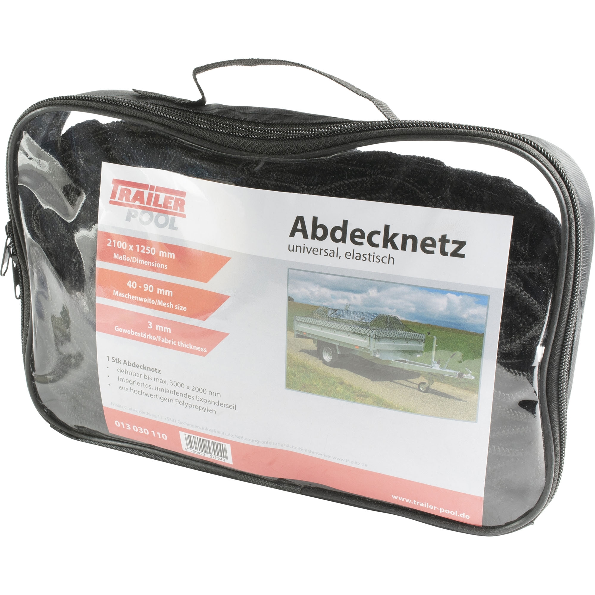 Filet d'arrimage élastique, pour remorque, dimensions 3000 x 2000 mm