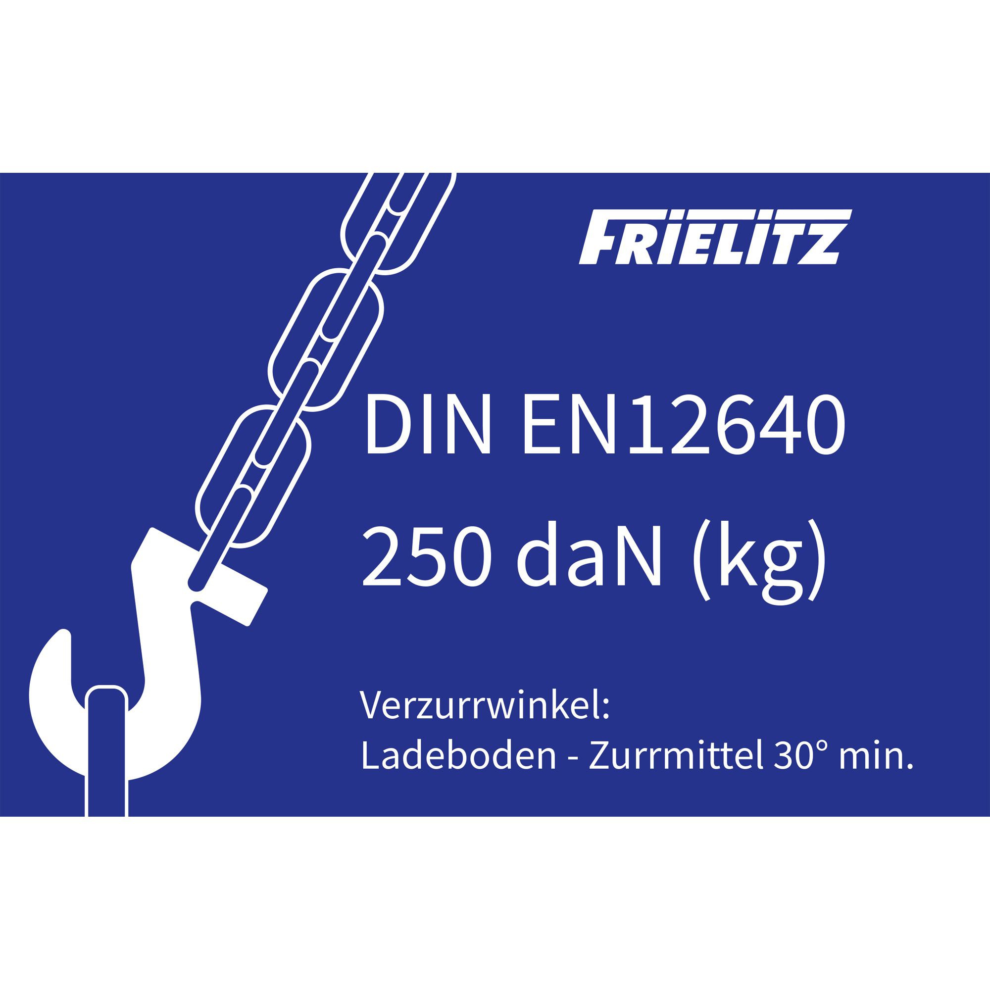 Autocollant d'information sur résistance anneau
 d'arrimage,  250 daN Autocollant d'information sur résistance anneau
 d'arrimage,  250 daN