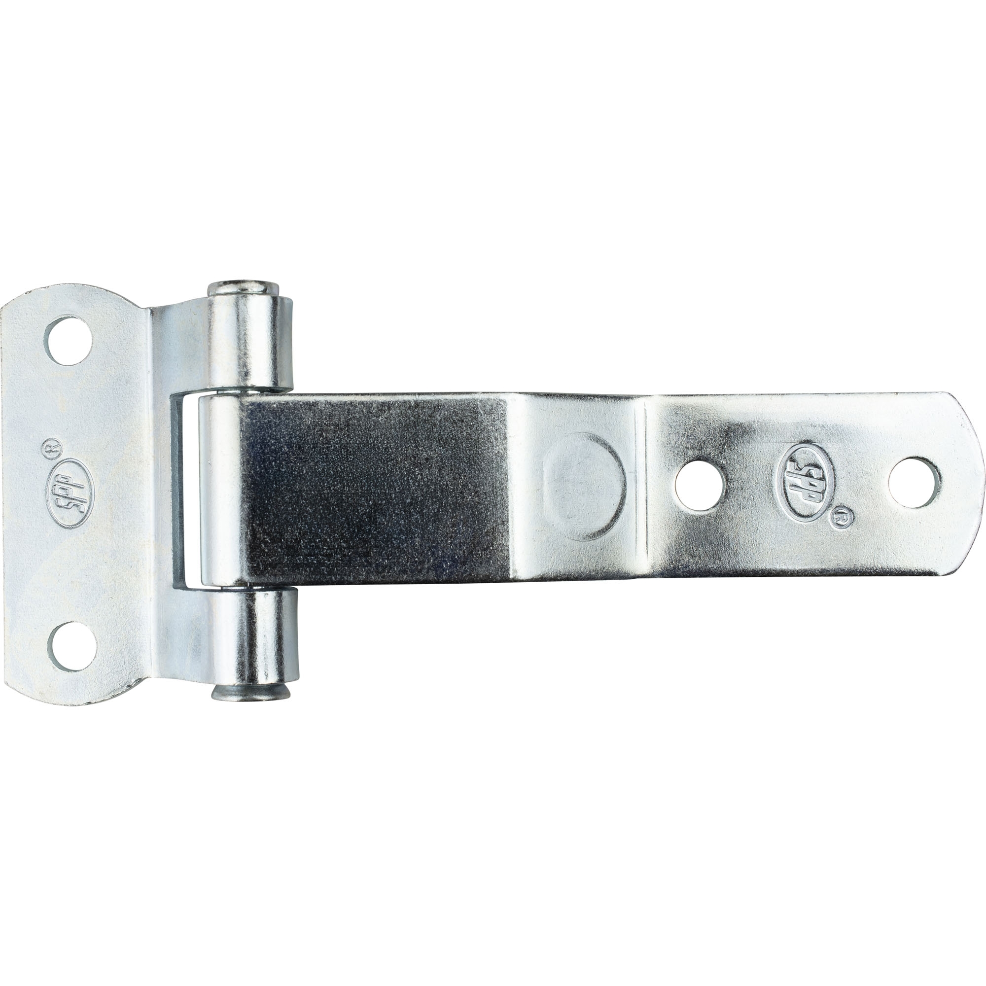 Charnière coudée en acier zingué, longueur totale 140 mm