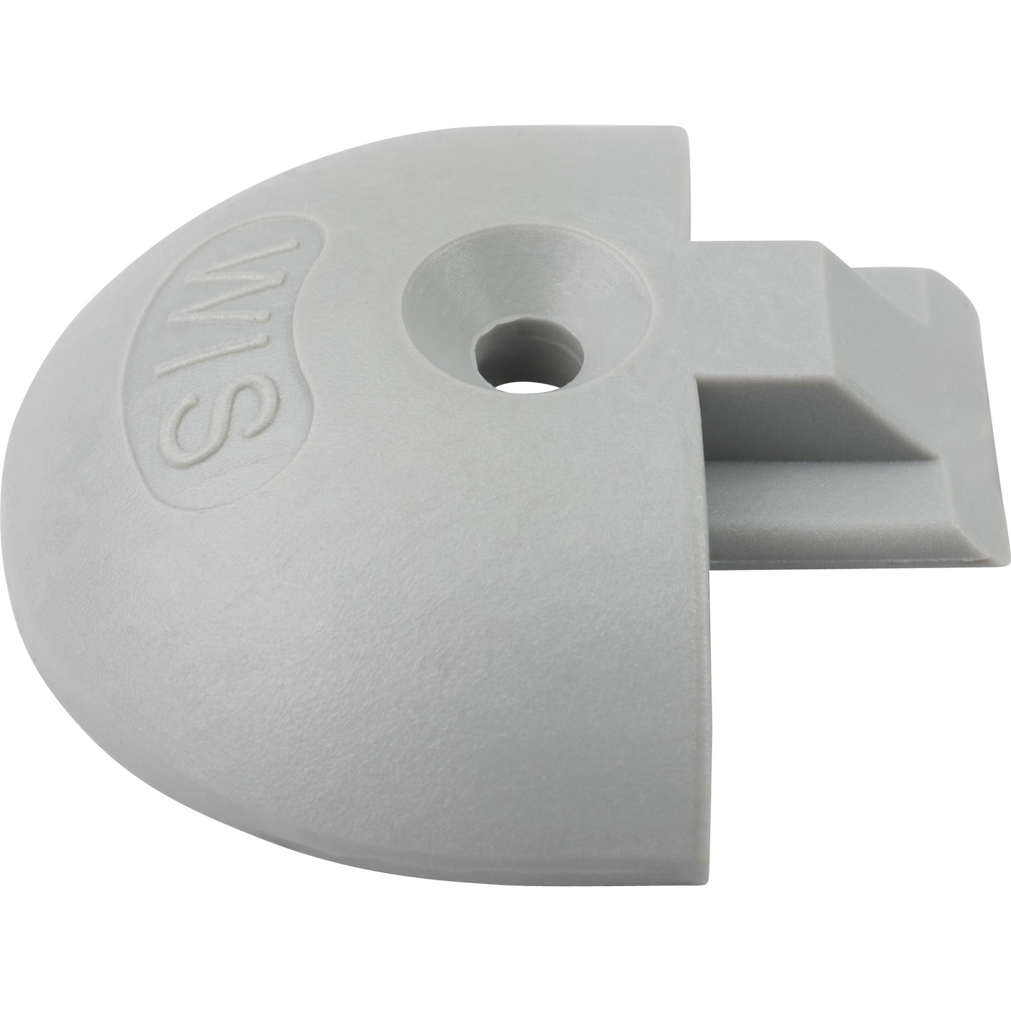 Embout PVC pour rail aviation à bords incurvés, PVC gris