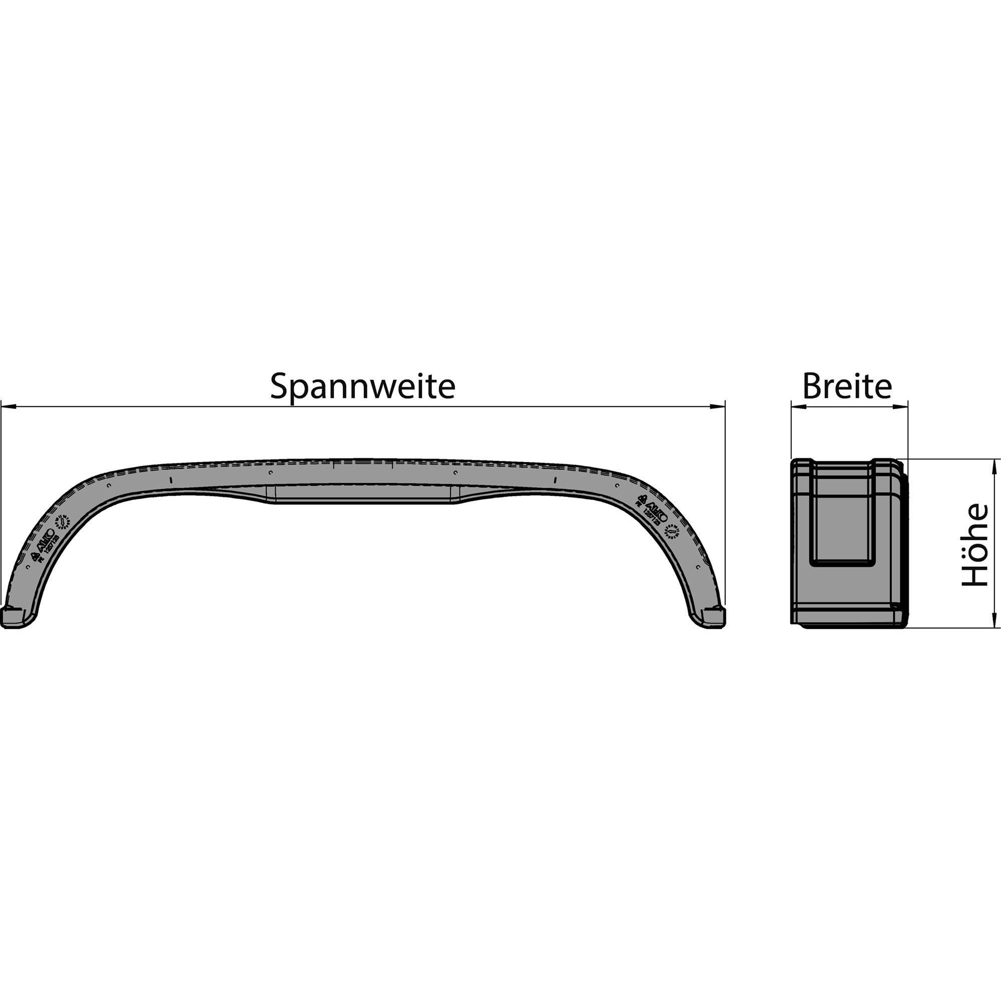 Garde boue double, arrondi, AL-KO, PVC, lg 220mm